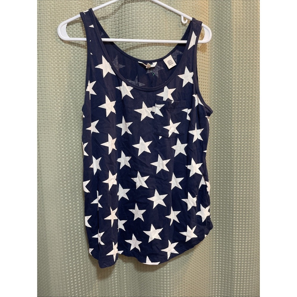 Levi's blue scoop neck women's L pocket tank top stars America USA